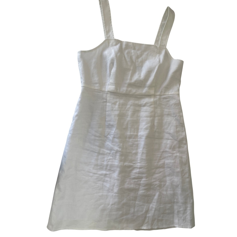 J.Crew White Linen Blend Square Neck Shift Dress Bridal Event Tall Size 14T